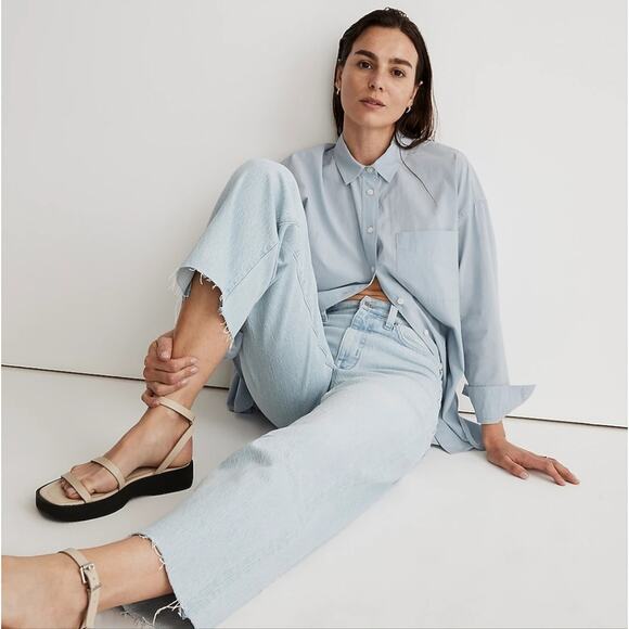 NWT Madewell Perfect Vintage Wide-Leg Crop Jean 33P High Rise 90s Light Denim - Picture 2 of 13